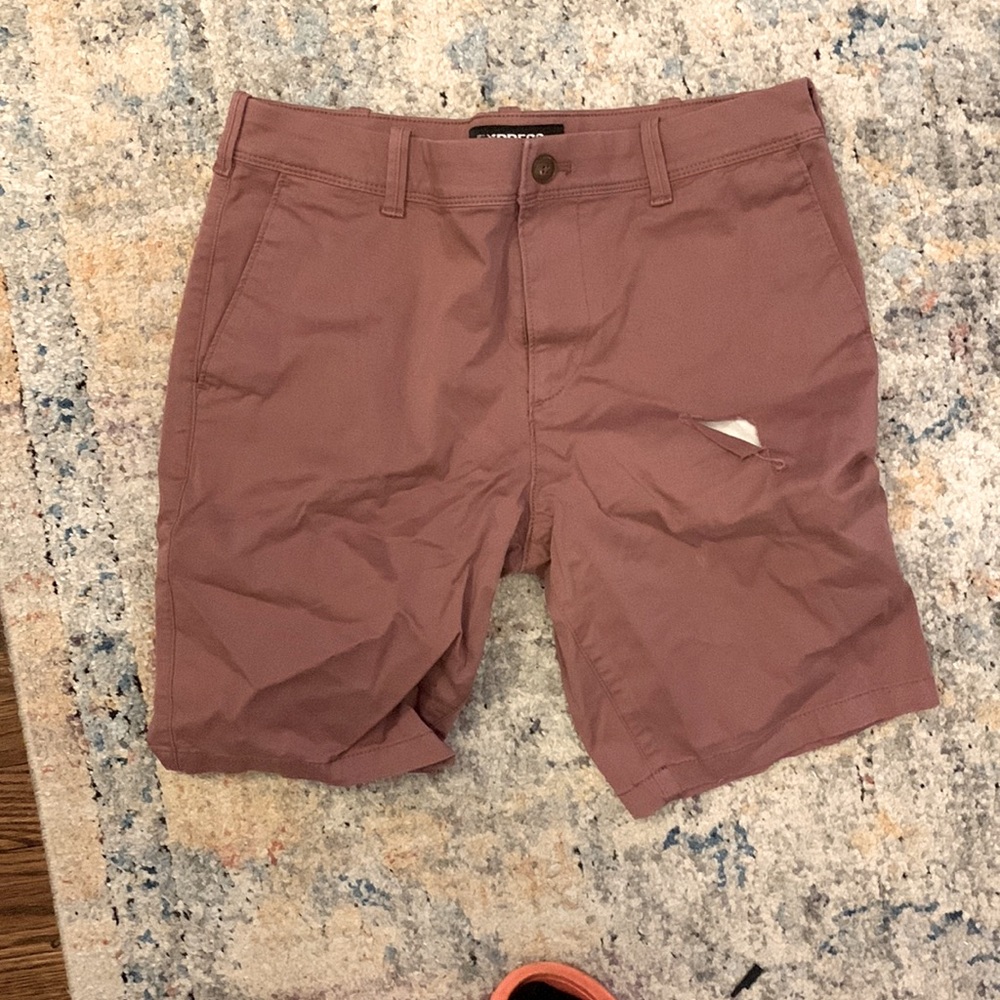 Dark pink Express khaki shorts